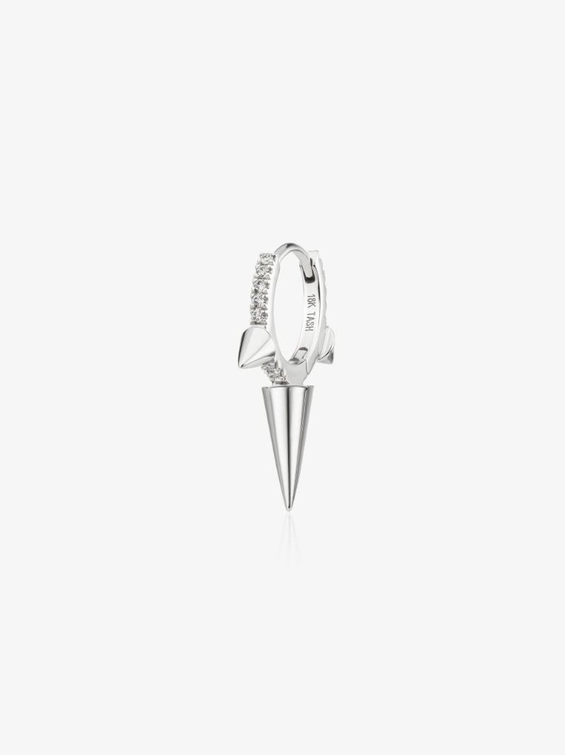 18k White Gold Triple Spike Diamond Earring