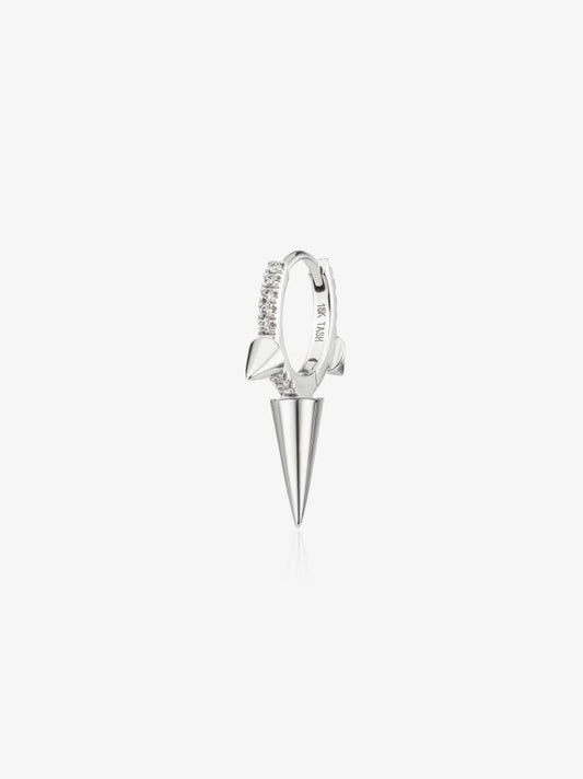 18k White Gold Triple Spike Diamond Earring