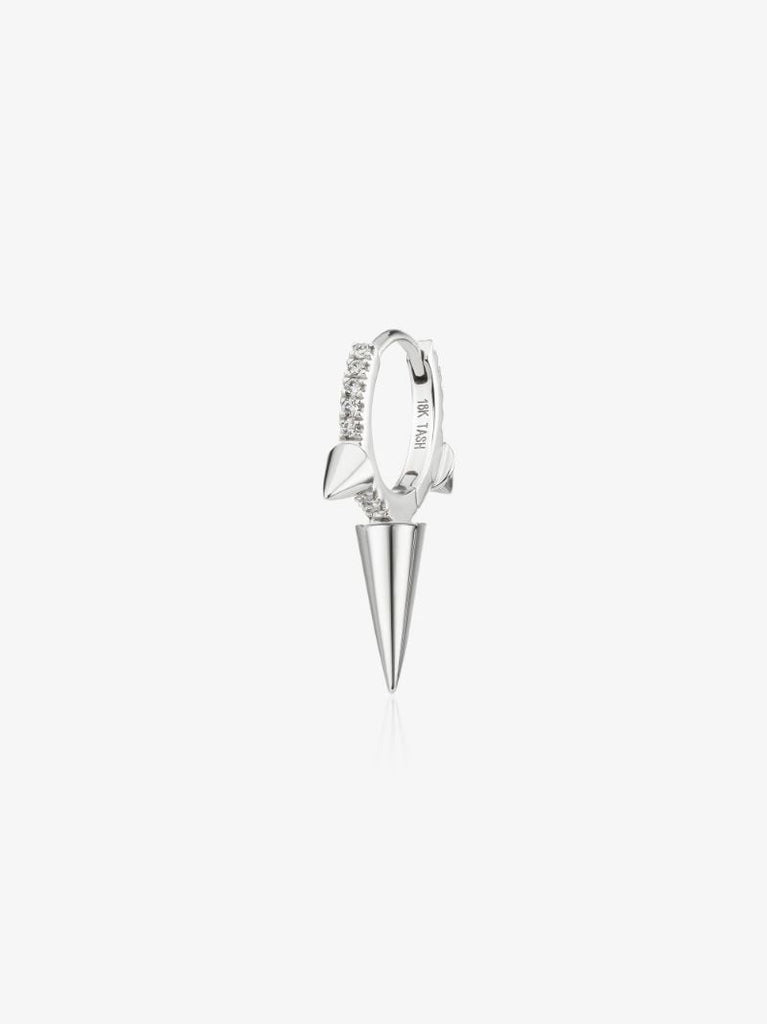 18k White Gold Triple Spike Diamond Earring