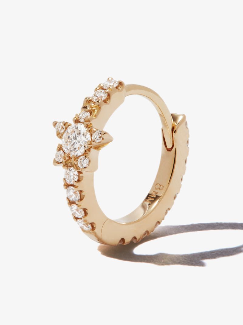 18k Yellow Gold Star Eternity Diamond Earring