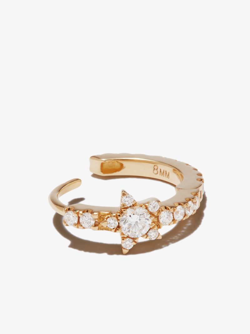 18k Yellow Gold Star Eternity Diamond Earring