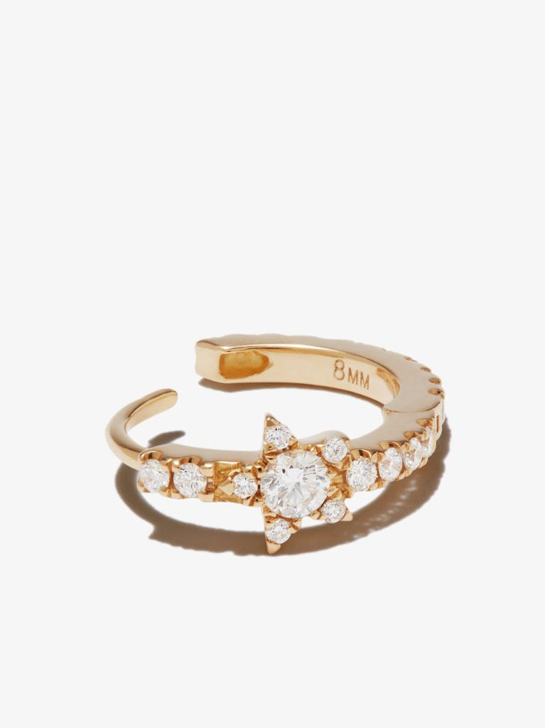 18k Yellow Gold Star Eternity Diamond Earring