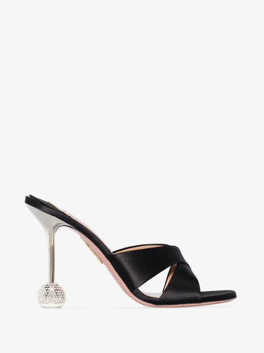 Black Yes Darling 95 Satin Sandals