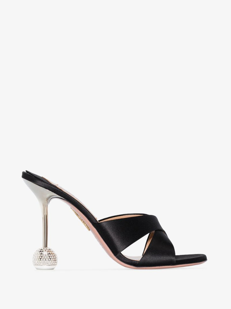 Black Yes Darling 95 Satin Sandals