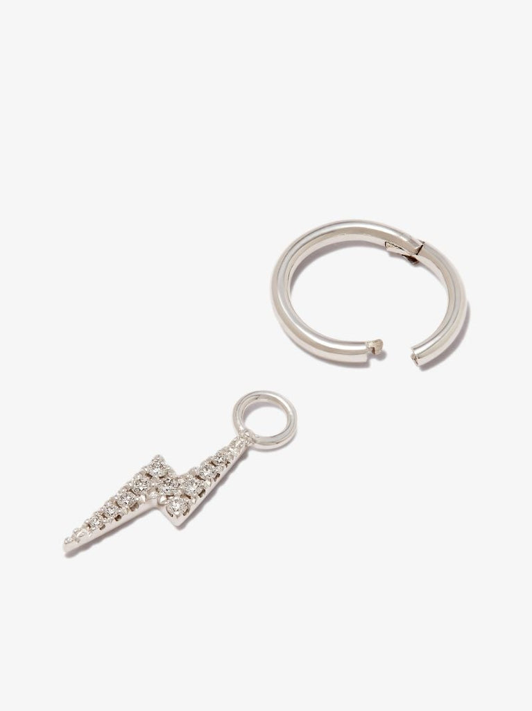 18k White Gold Lightning Bolt Diamond Charm