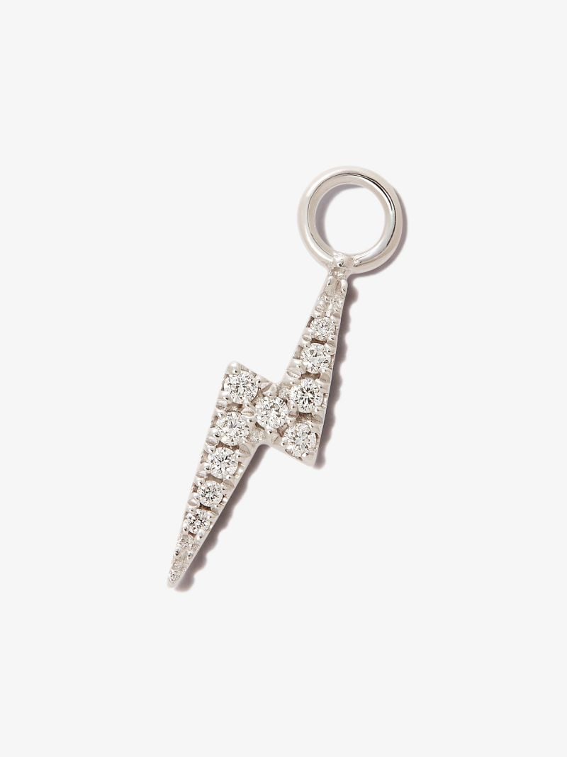 18k White Gold Lightning Bolt Diamond Charm