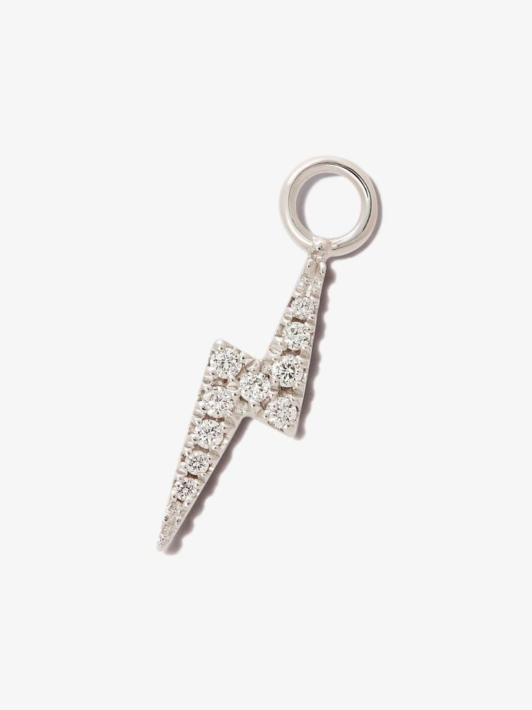 18k White Gold Lightning Bolt Diamond Charm