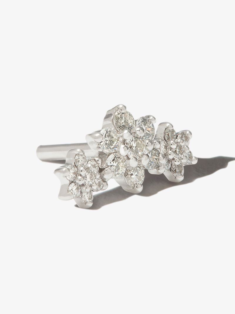 18k White Gold Flower Garland Diamond Earring