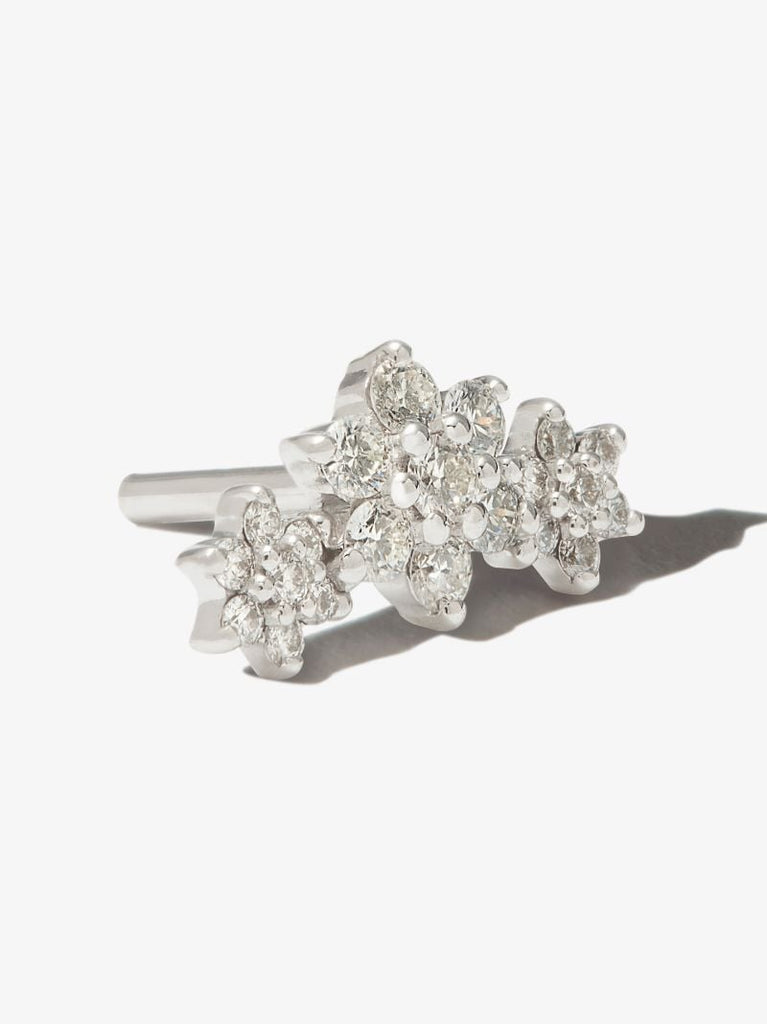 18k White Gold Flower Garland Diamond Earring