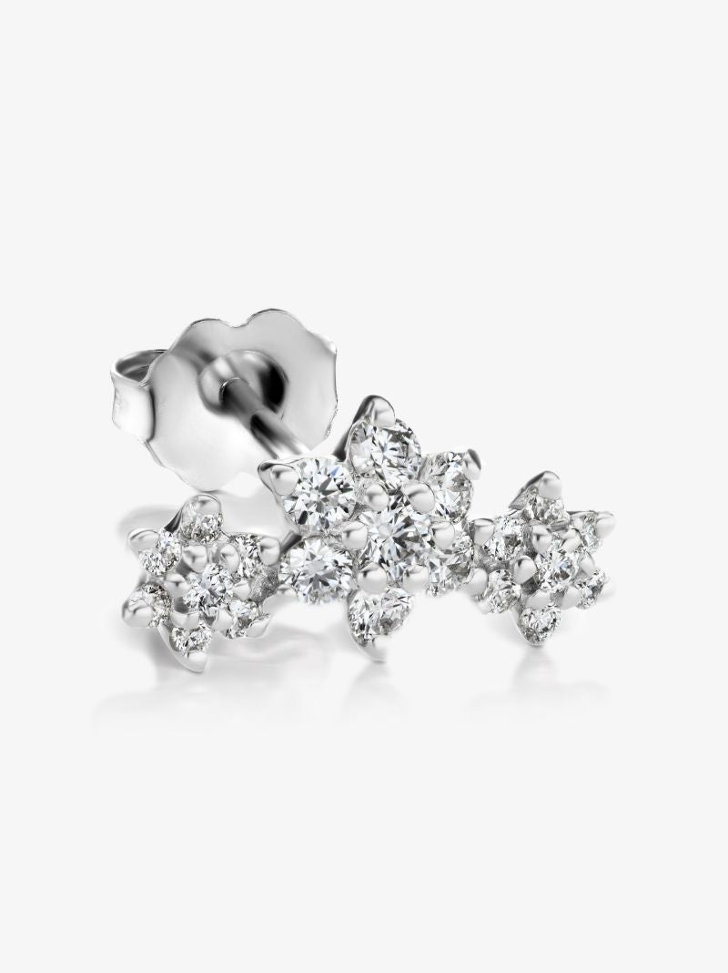 18k White Gold Flower Garland Diamond Earring