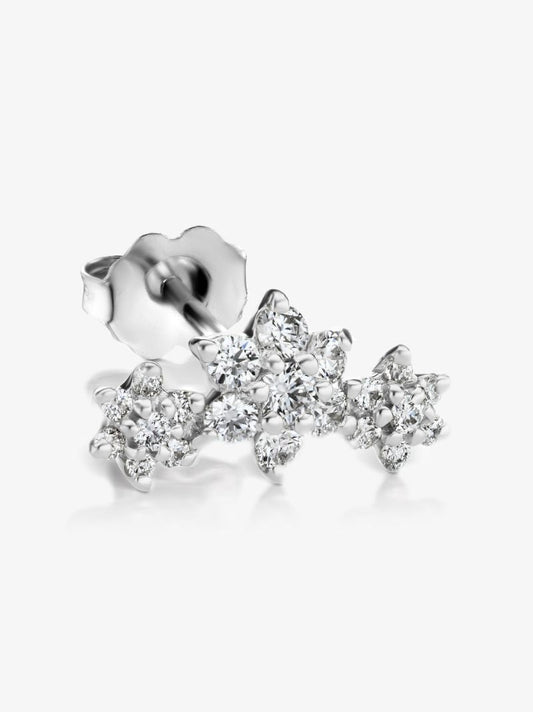18k White Gold Flower Garland Diamond Earring