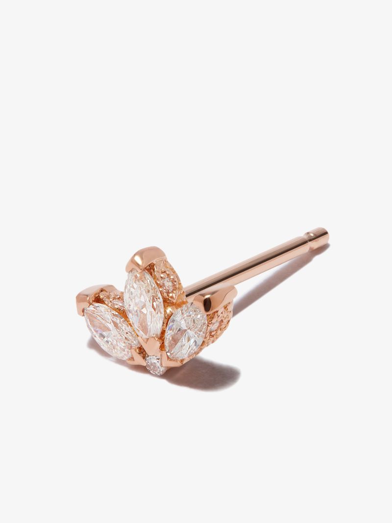 18k Rose Gold Lotus Diamond Earring