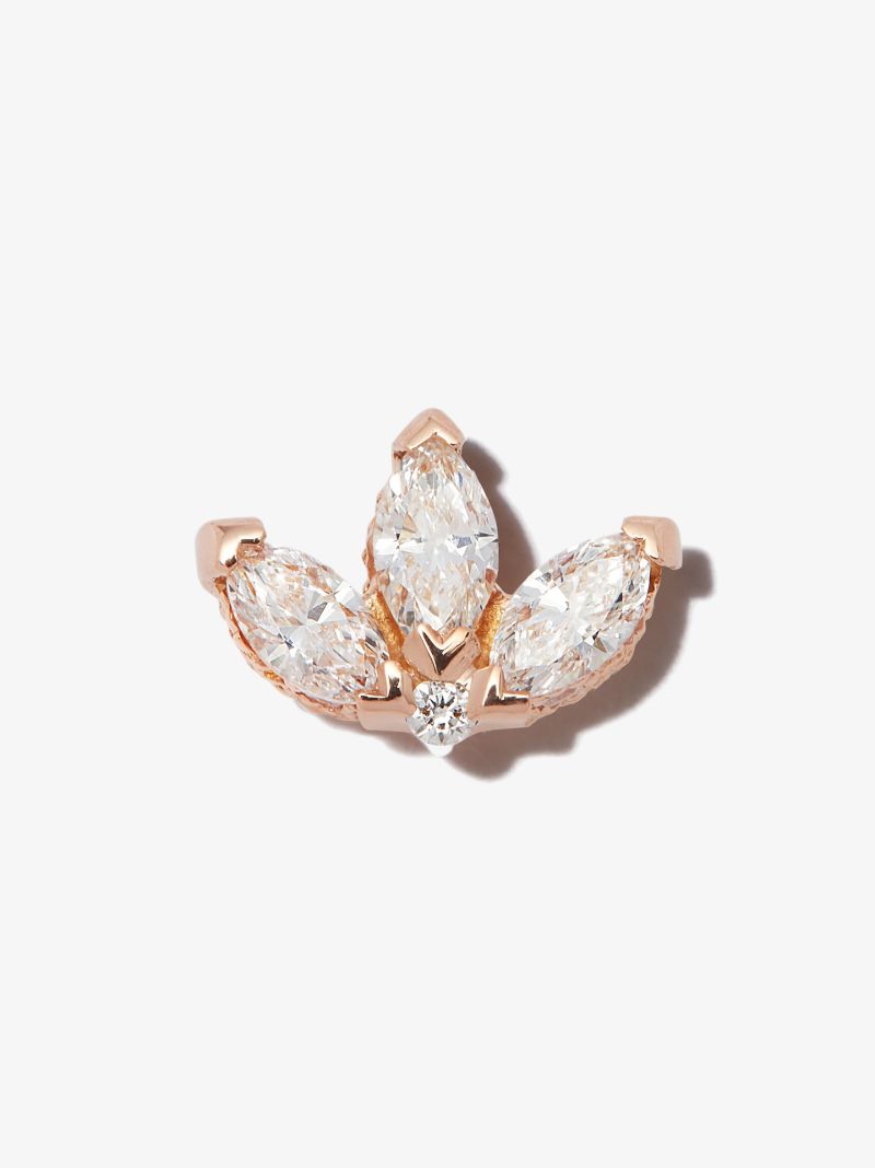 18k Rose Gold Lotus Diamond Earring