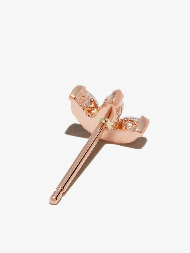 18k Rose Gold Lotus Diamond Earring