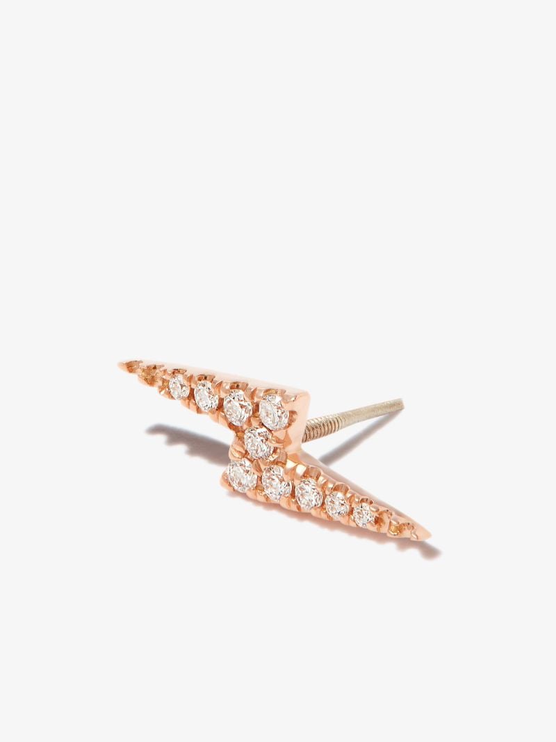 18k Rose Gold Lightning Bolt Diamond Earring