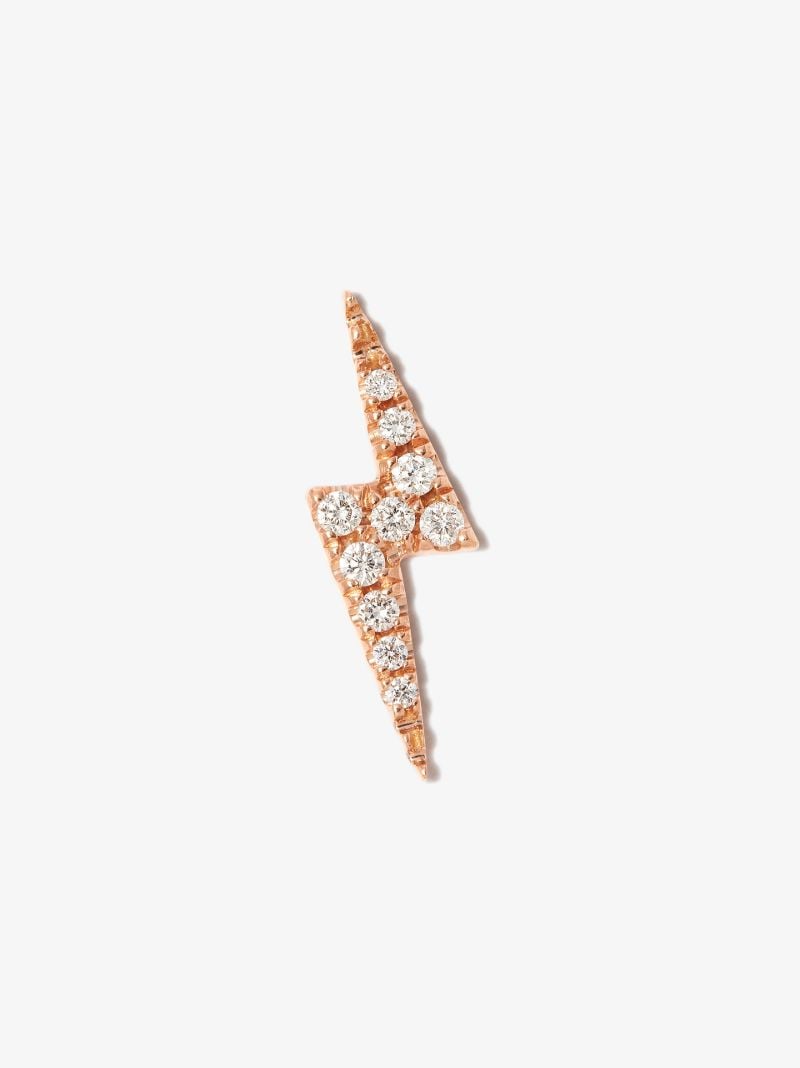 18k Rose Gold Lightning Bolt Diamond Earring