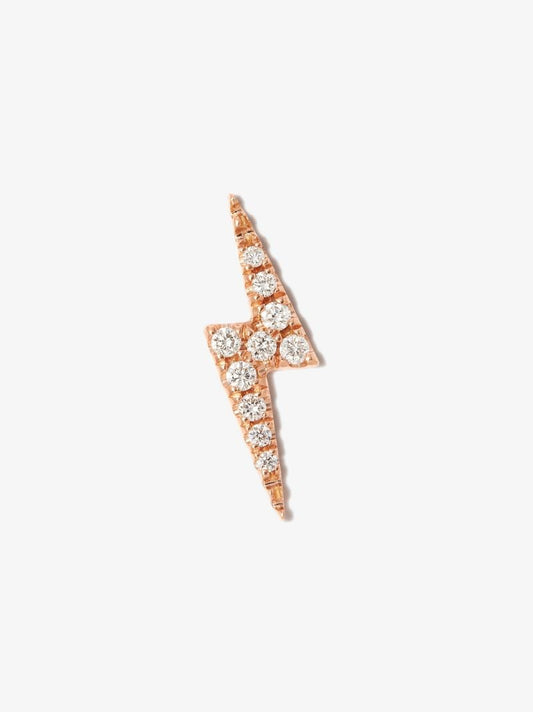 18k Rose Gold Lightning Bolt Diamond Earring