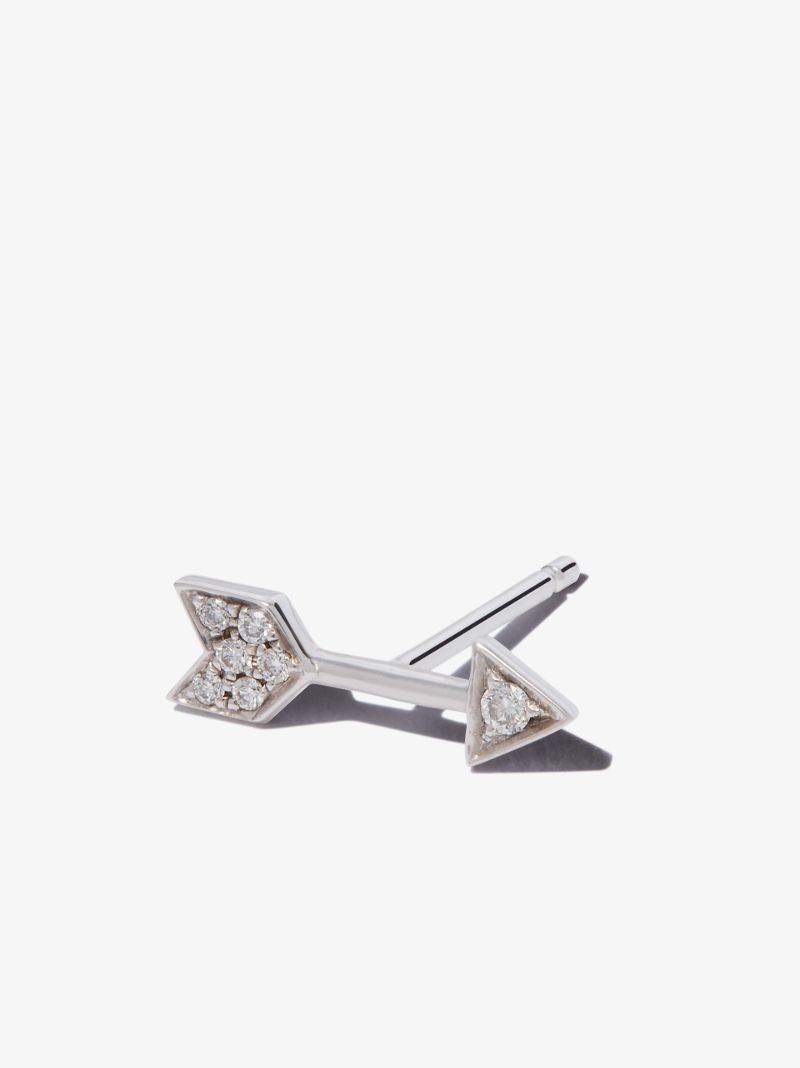 18k White Gold Arrow Diamond Earring