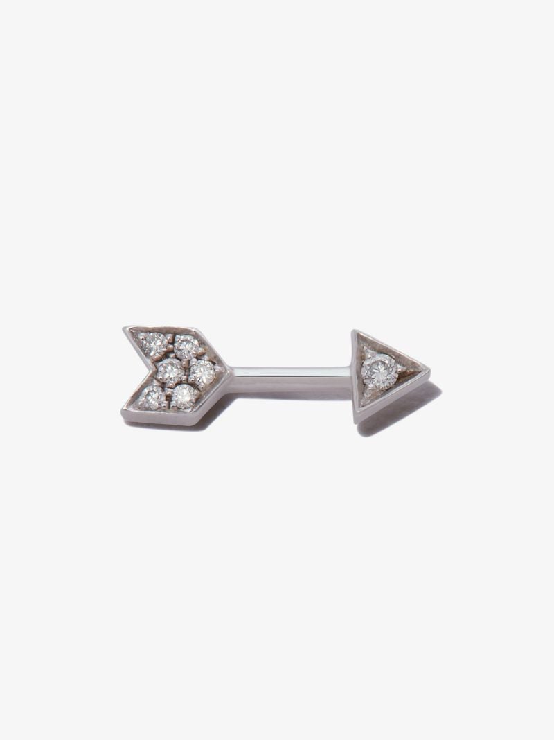 18k White Gold Arrow Diamond Earring