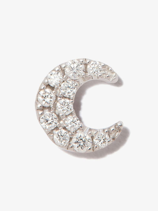 18k White Gold Moon Diamond Stud Earring