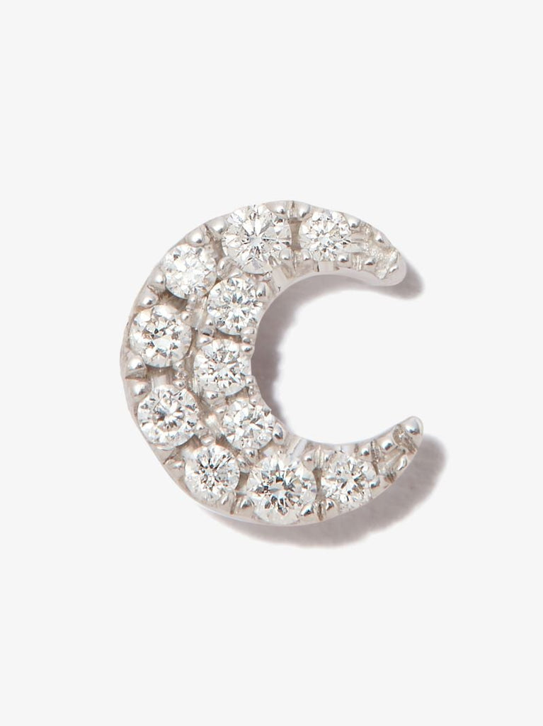 18k White Gold Moon Diamond Stud Earring