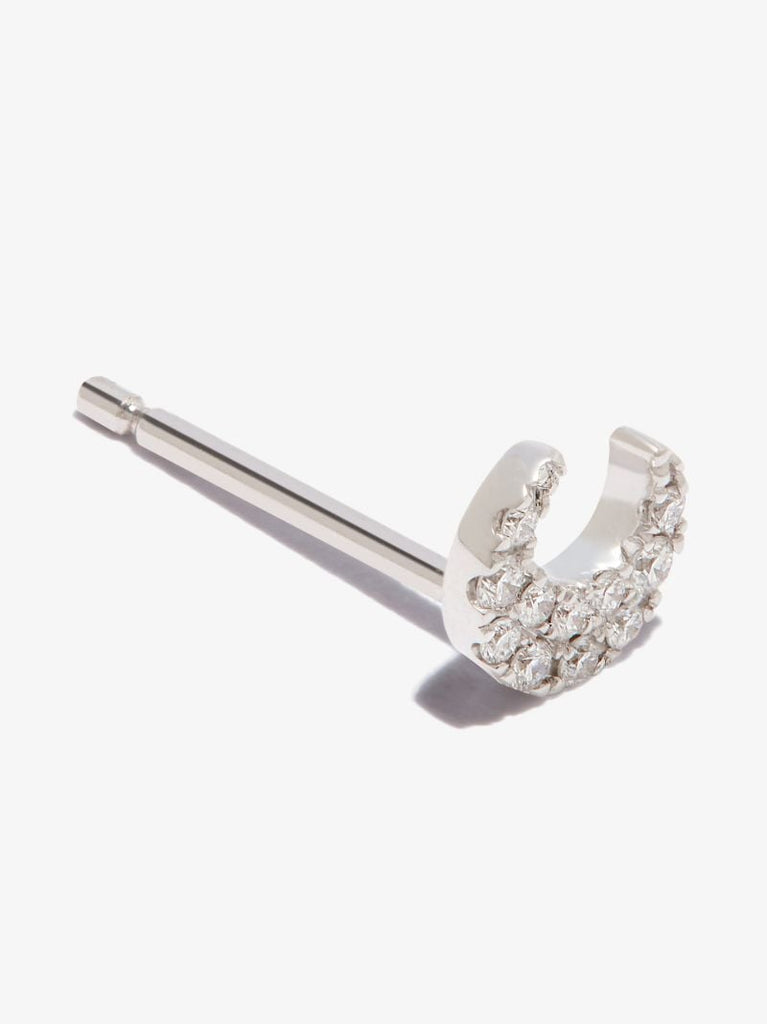 18k White Gold Moon Diamond Stud Earring