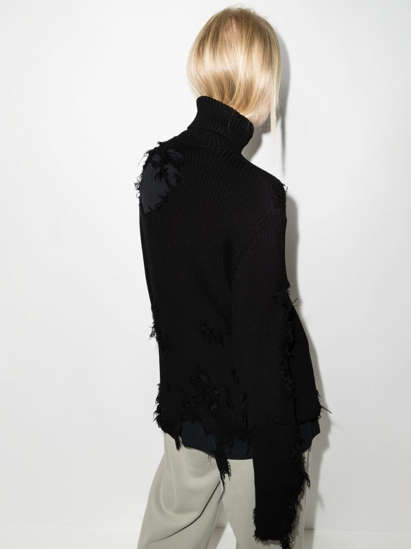 Black Destroyed Cotton Sweater