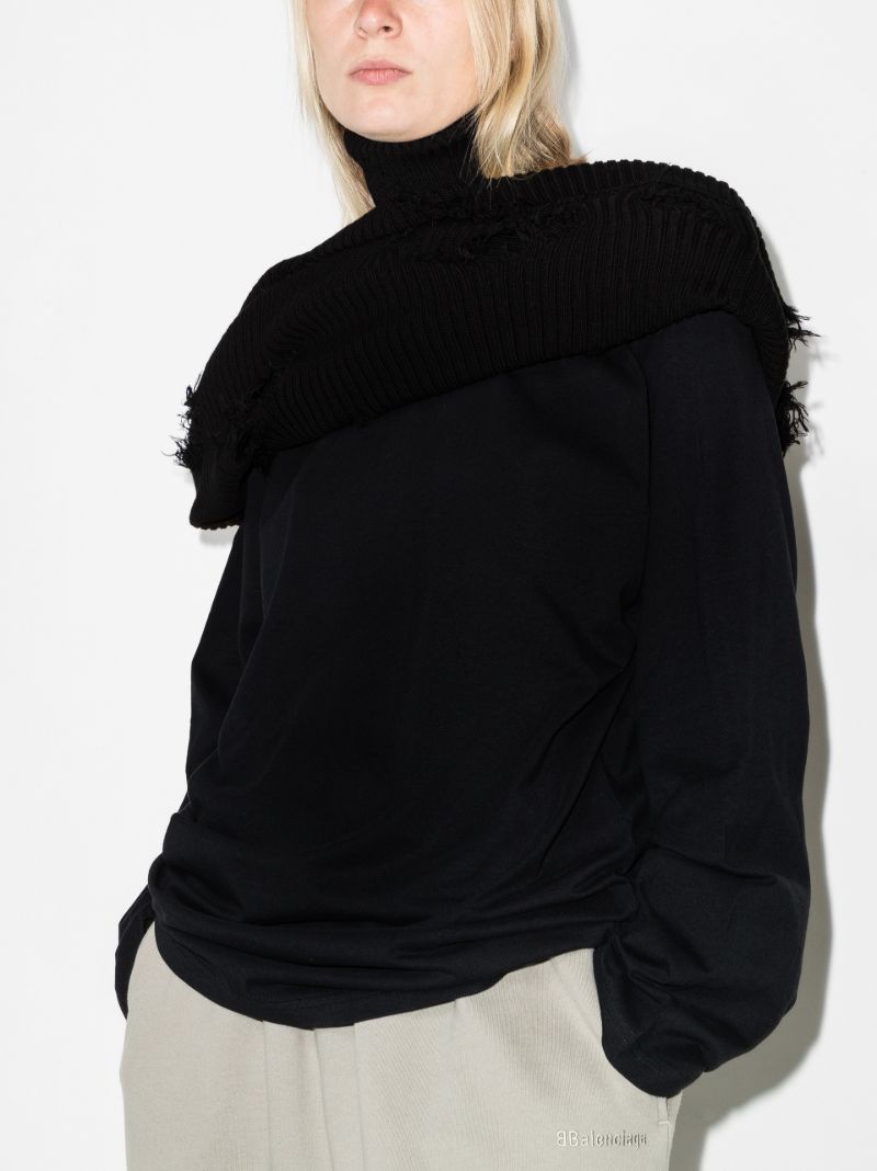Black Destroyed Cotton Sweater