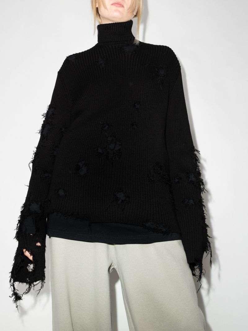 Black Destroyed Cotton Sweater
