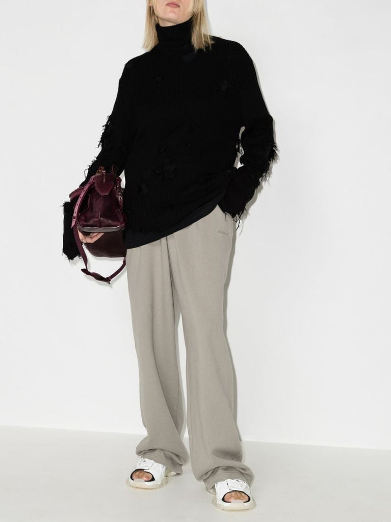 Black Destroyed Cotton Sweater