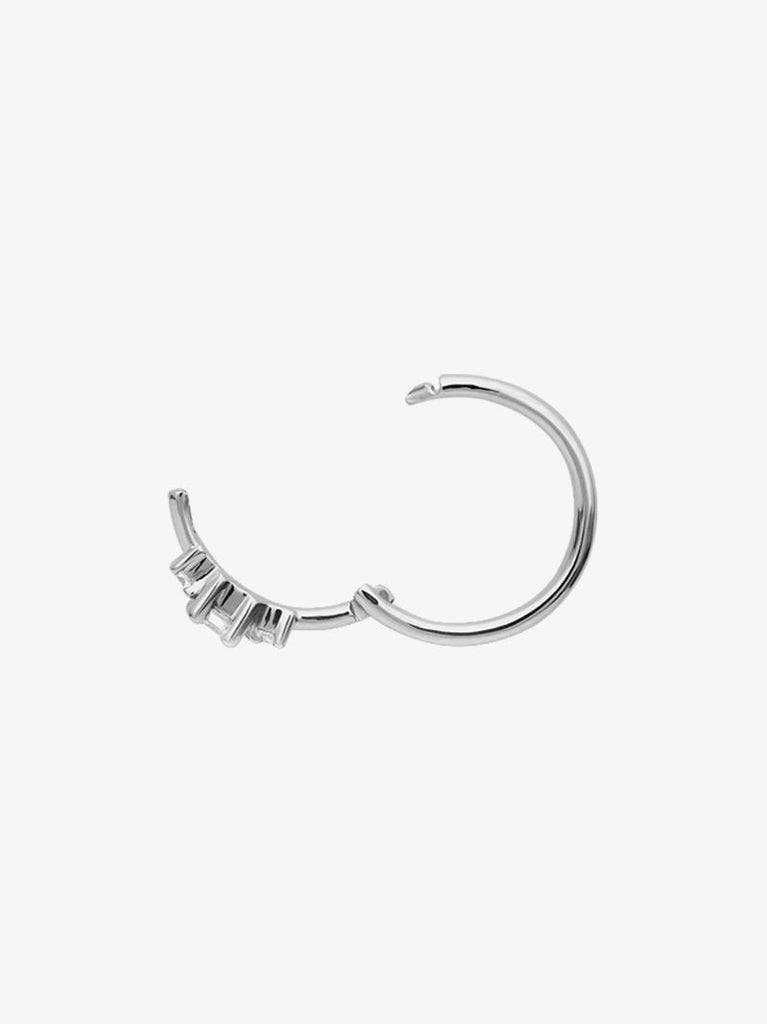 18k White Gold Princess Diamond Huggie Earring