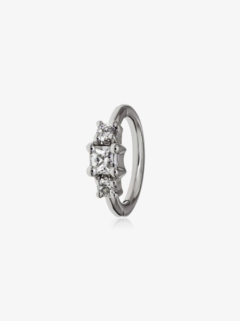 18k White Gold Princess Diamond Huggie Earring