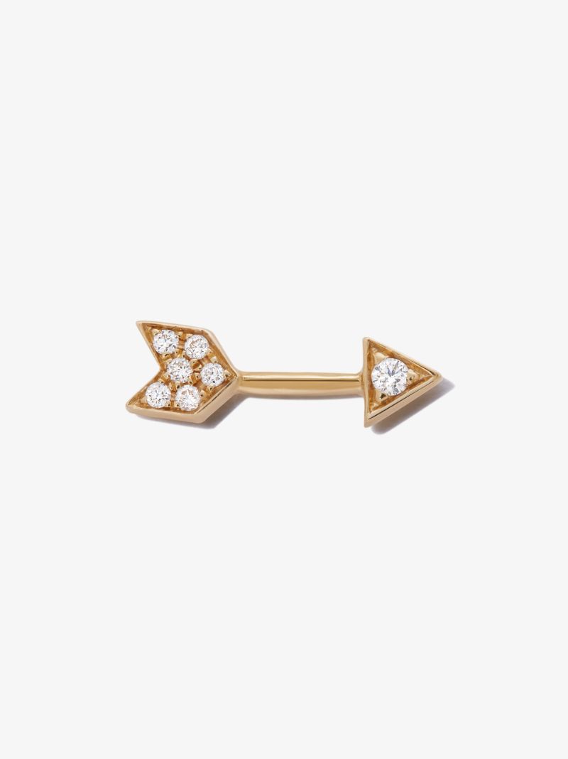 18k Yellow Gold Arrow Diamond Earring
