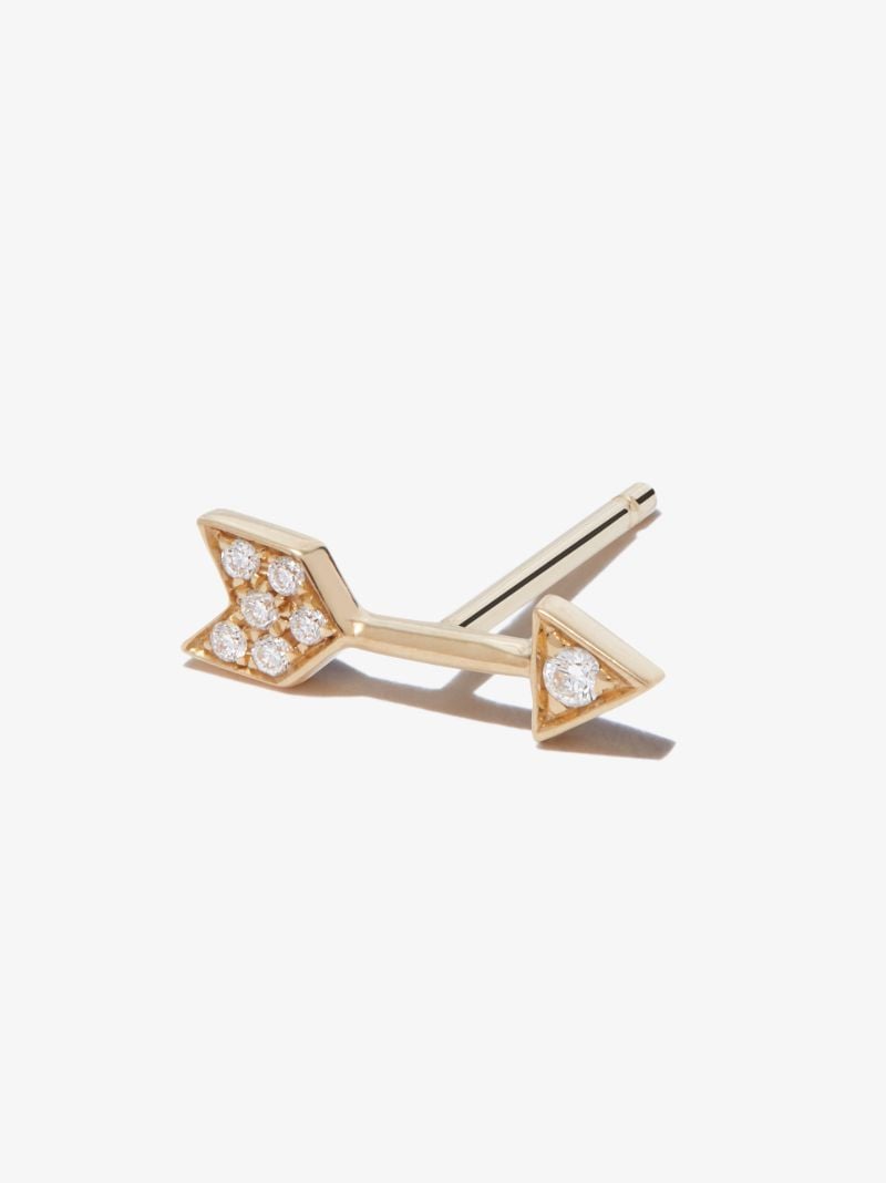 18k Yellow Gold Arrow Diamond Earring