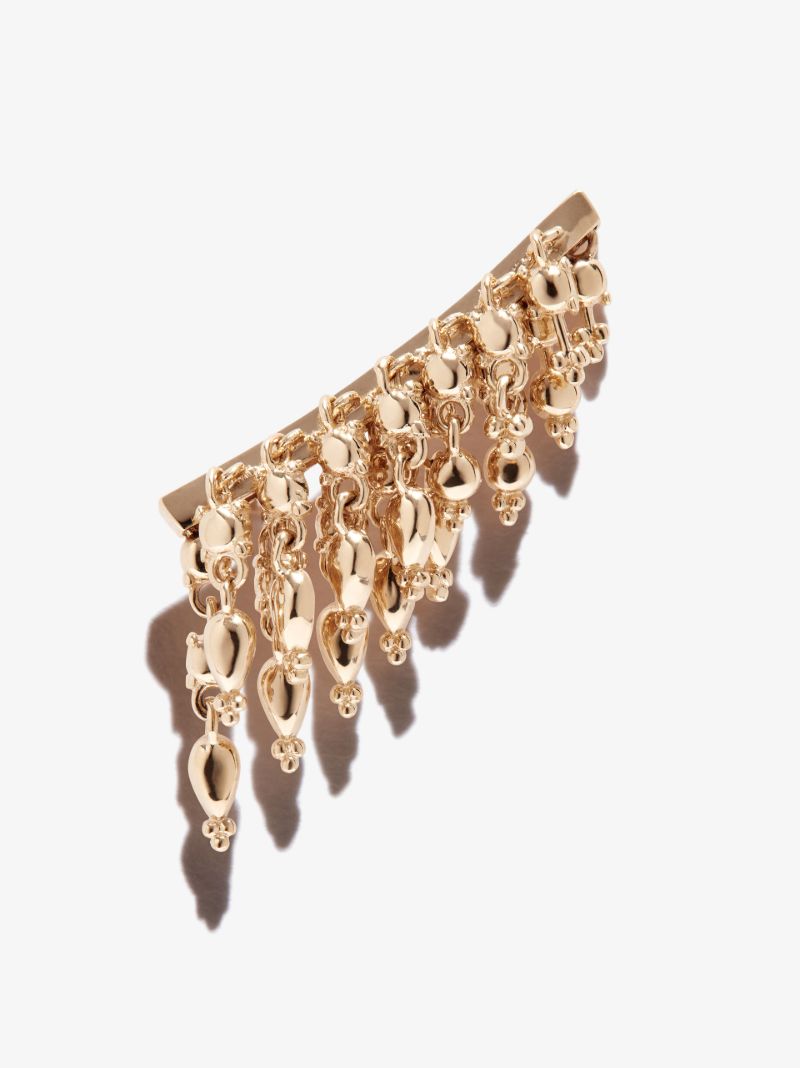 14k Yellow Gold Curved Tassel Earring