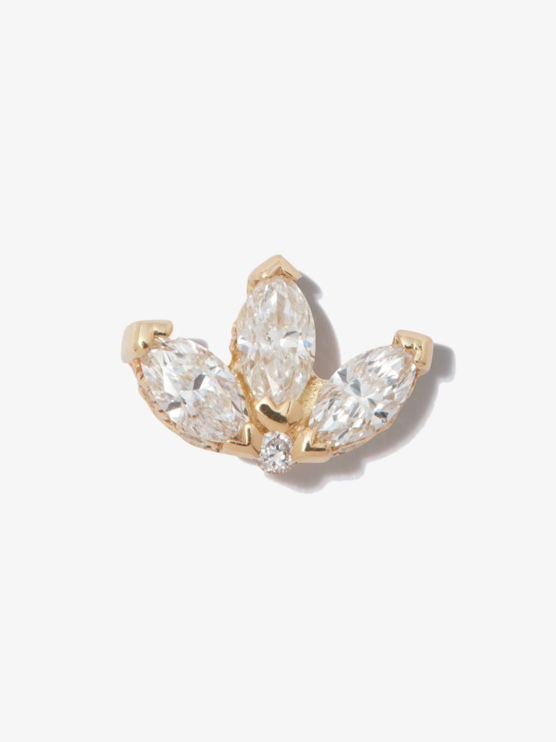 18k Yellow Gold Lotus Diamond Single Stud Earring