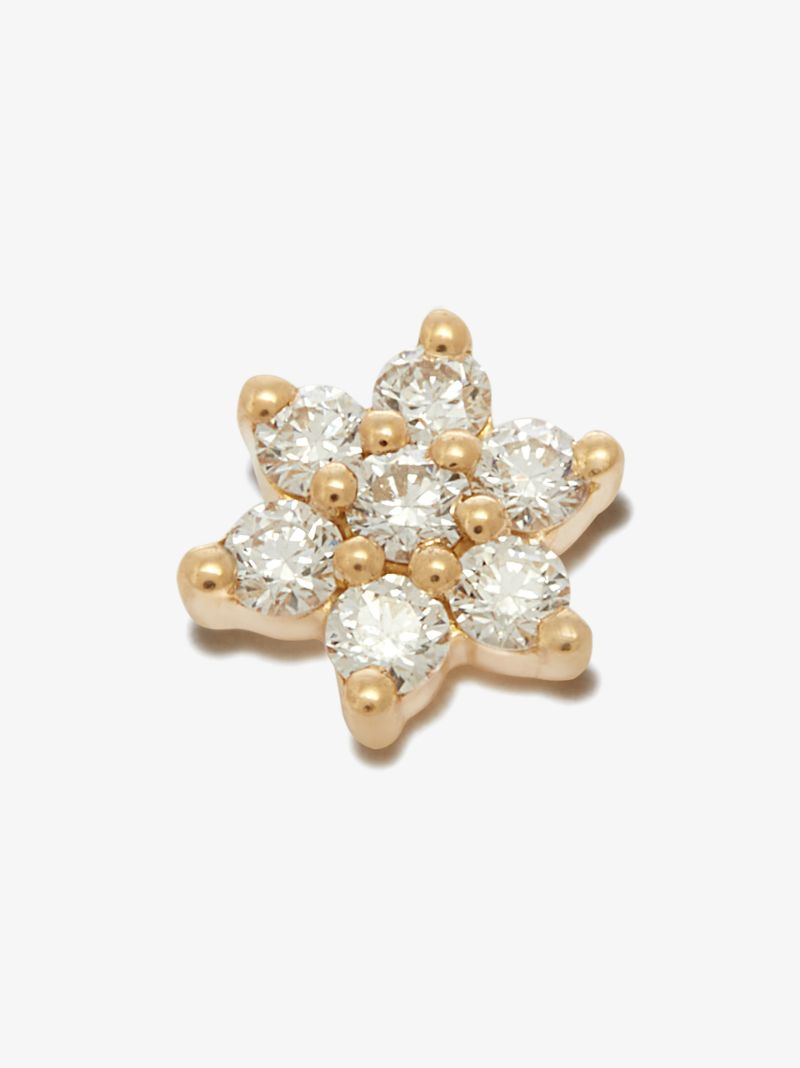 18k Yellow Gold Flower Diamond Earring
