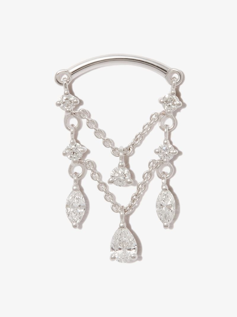 18k White Gold Drape Chandelier Diamond Earring