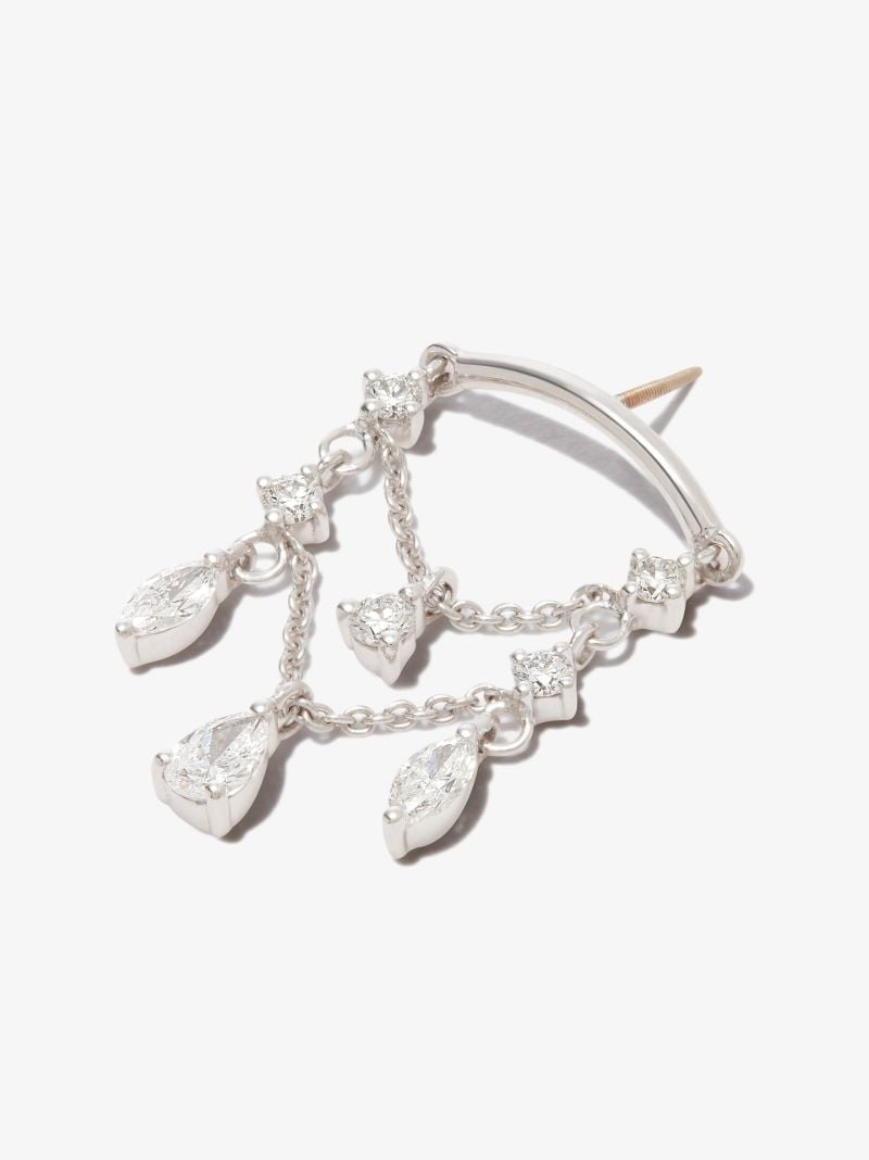 18k White Gold Drape Chandelier Diamond Earring