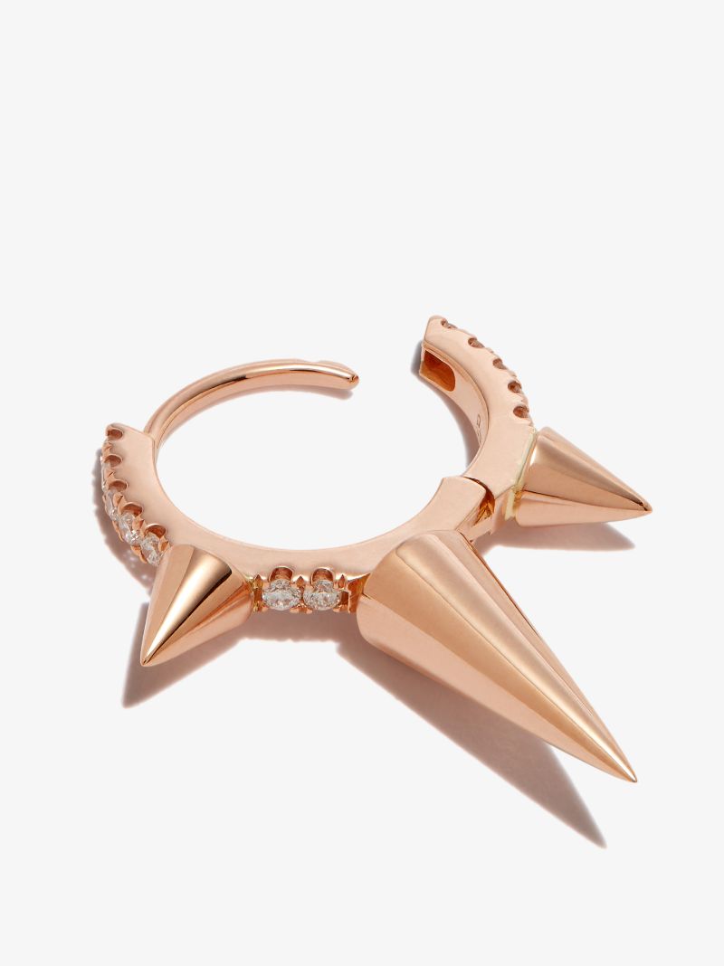 18k Rose Gold Triple Spike Diamond Earring