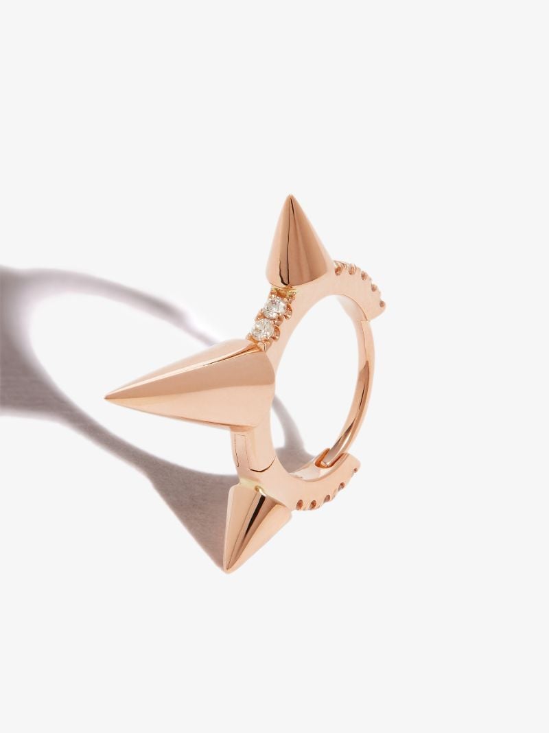18k Rose Gold Triple Spike Diamond Earring