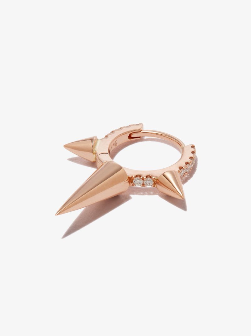 18k Rose Gold Triple Spike Diamond Earring