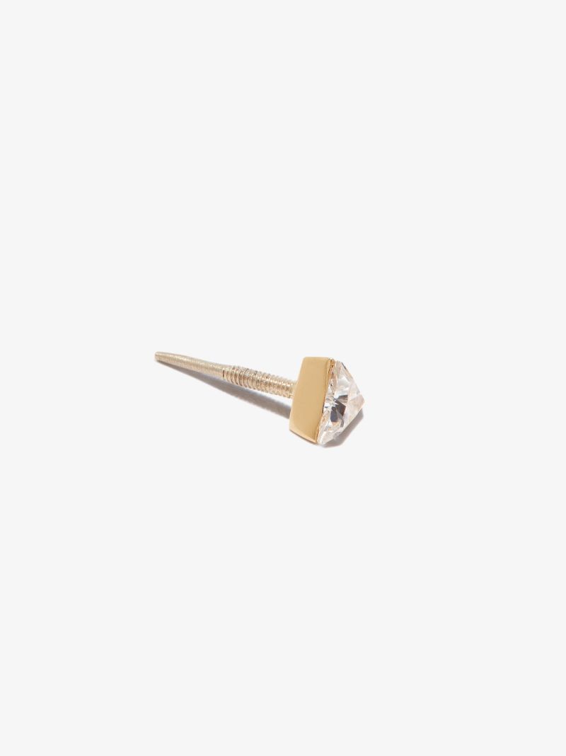 18k Yellow Gold Triangle Diamond Earring