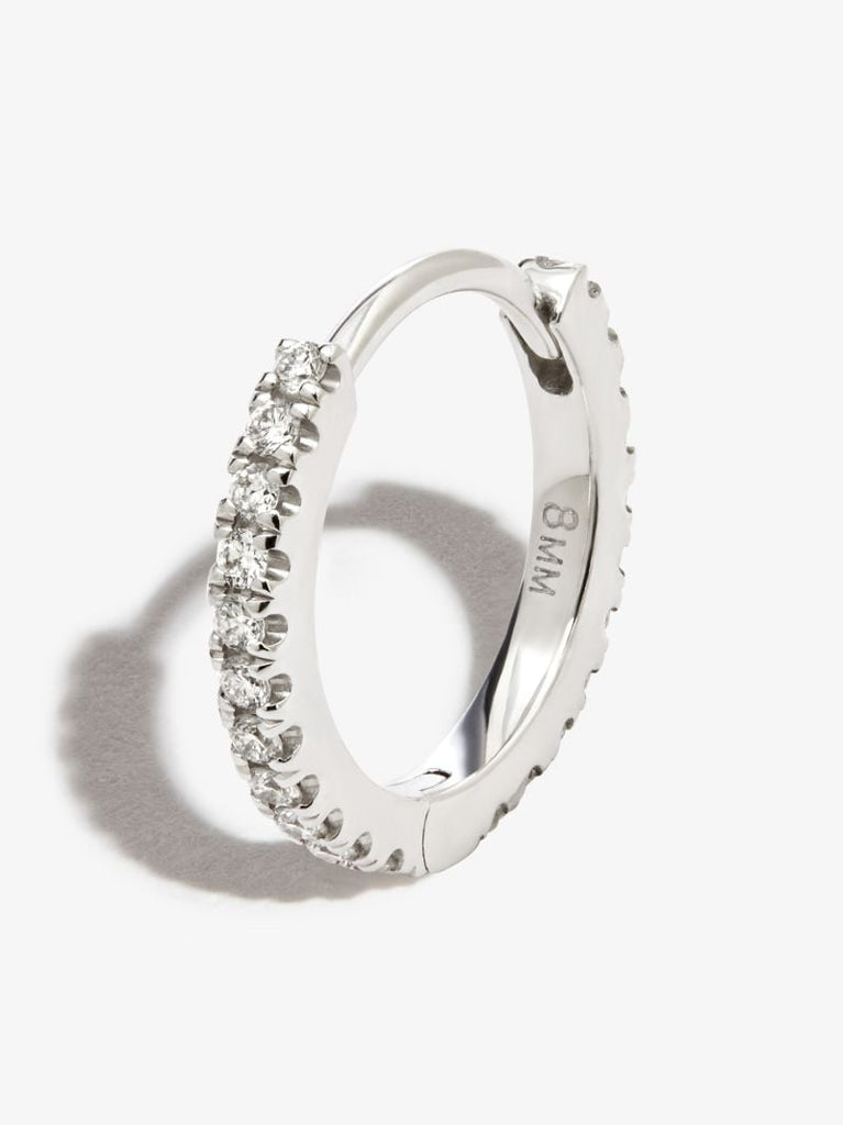 18k White Gold Eternity Diamond Hoop Earring