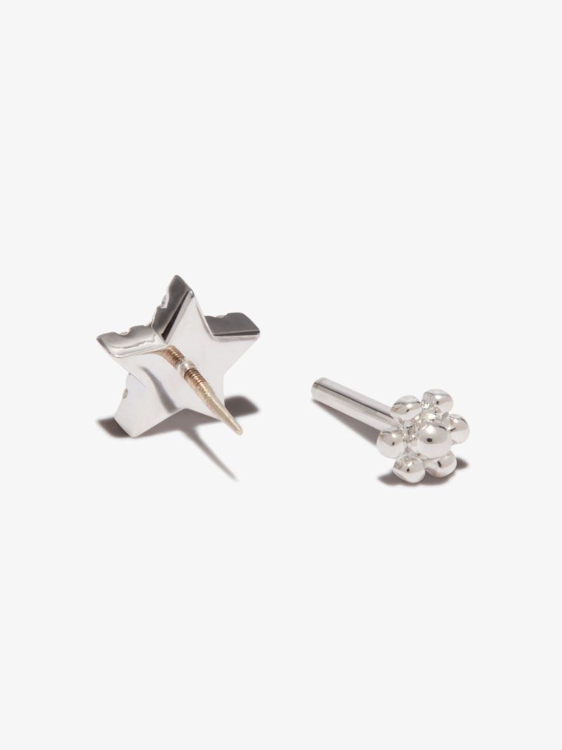 18k White Gold Star Diamond Earring