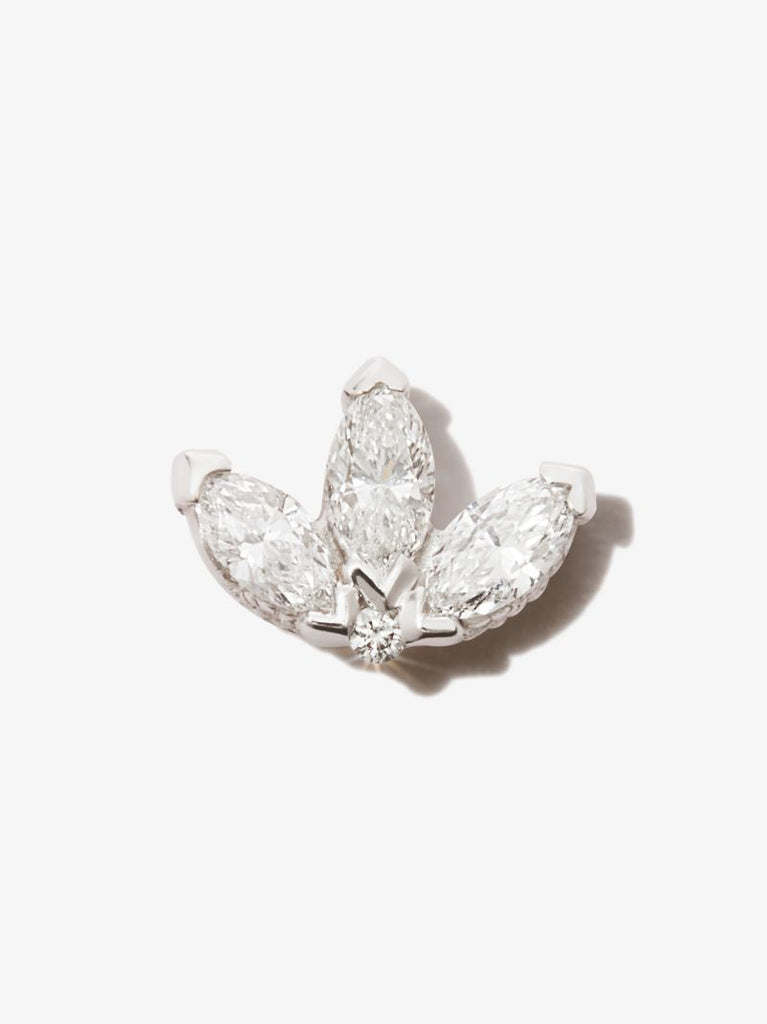 18k White Gold Lotus Diamond Earring
