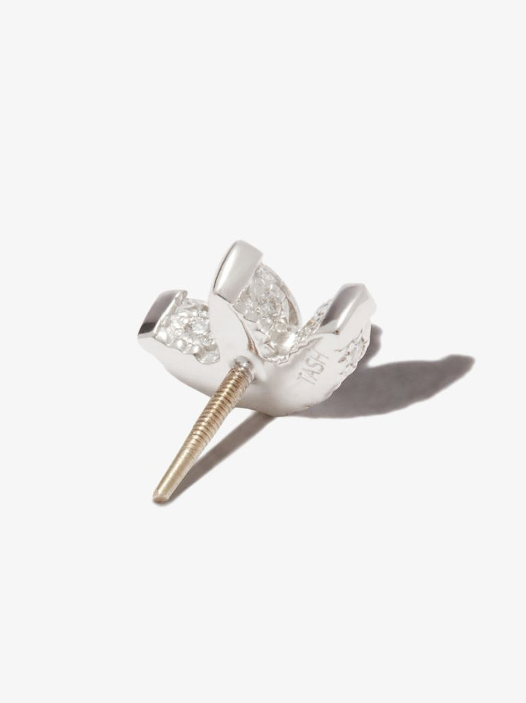 18k White Gold Lotus Diamond Earring