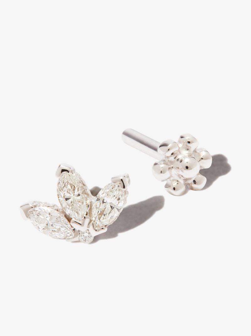 18k White Gold Lotus Diamond Earring