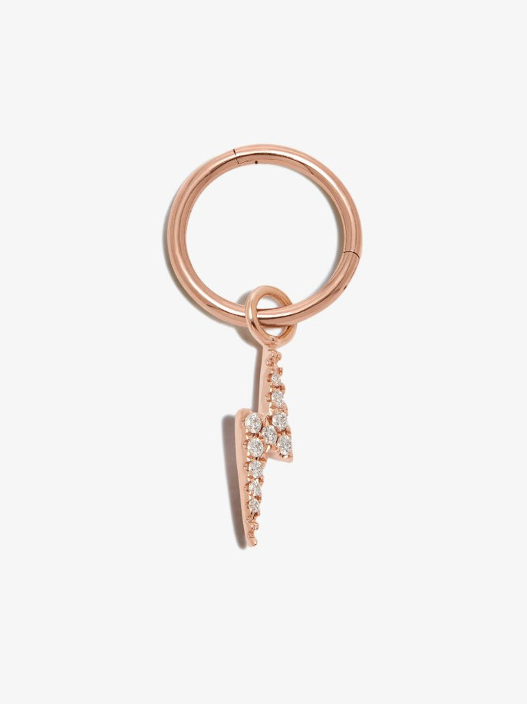 18k Rose Gold Lightning Bolt Diamond Charm