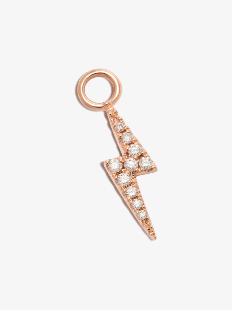 18k Rose Gold Lightning Bolt Diamond Charm